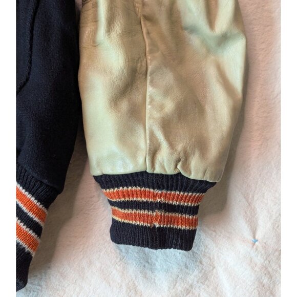 Hatchers VTG 60s Men's Black Wool Leather Sleeve State Champs Bomber Jacket LG - Picture 14 of 15